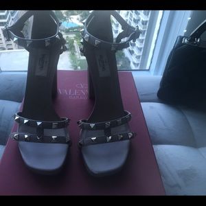 Valentino Block Heel Leather Pump